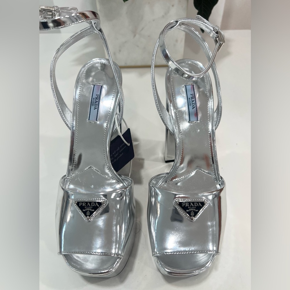Prada Silver Platform Sandals - Picture 4 of 10